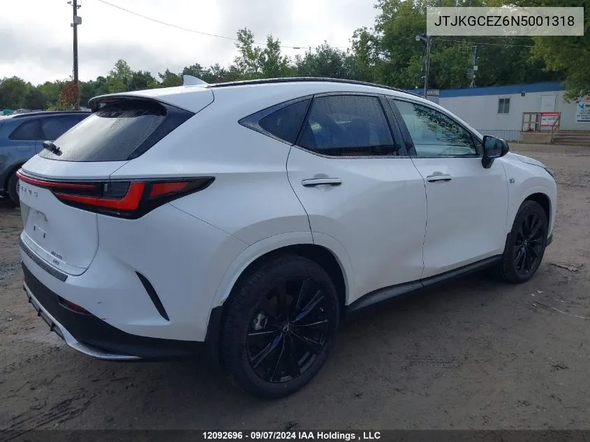 2022 Lexus Nx 350 VIN: JTJKGCEZ6N5001318 Lot: 12092696