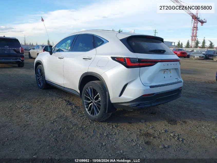 2022 Lexus Nx 350 VIN: 2T2GGCEZ6NC005800 Lot: 12109982