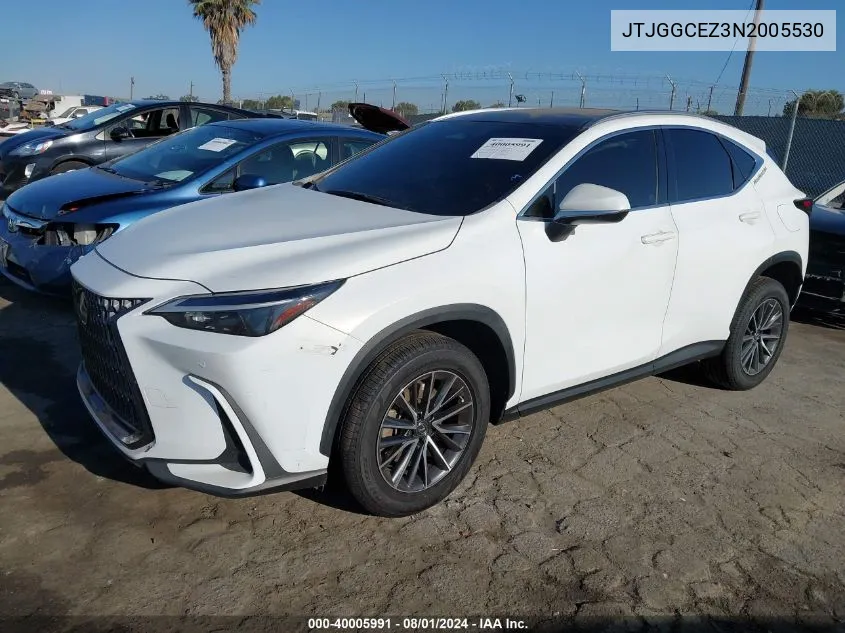 2022 Lexus Nx 350 Premium VIN: JTJGGCEZ3N2005530 Lot: 40005991