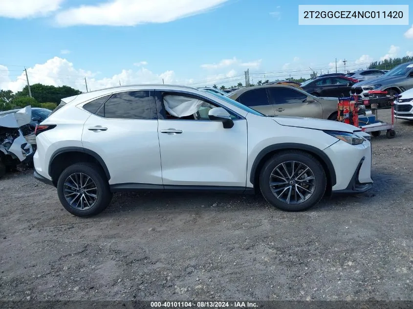 2022 Lexus Nx 350 Premium VIN: 2T2GGCEZ4NC011420 Lot: 40101104