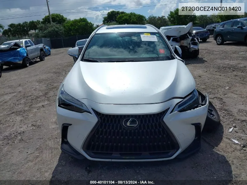 2022 Lexus Nx 350 Premium VIN: 2T2GGCEZ4NC011420 Lot: 40101104