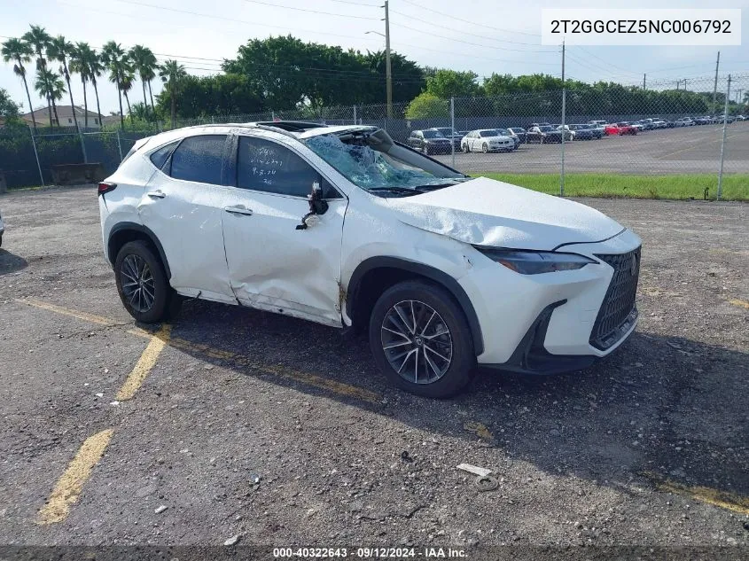 2022 Lexus Nx 350 VIN: 2T2GGCEZ5NC006792 Lot: 40322643