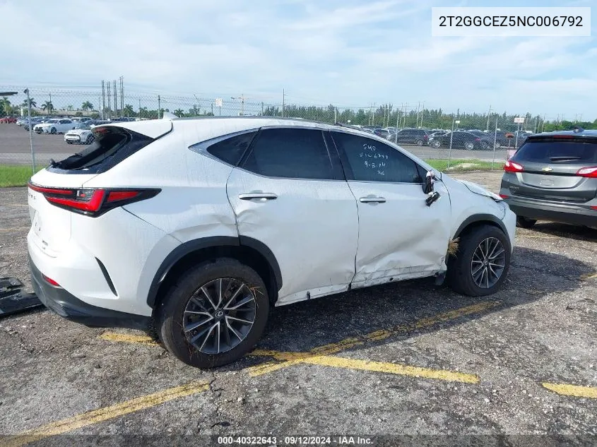 2022 Lexus Nx 350 VIN: 2T2GGCEZ5NC006792 Lot: 40322643