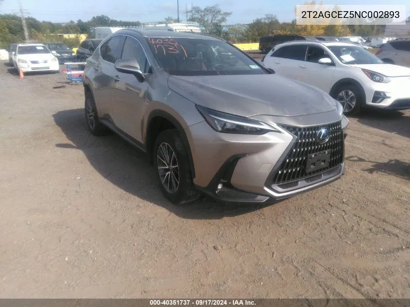 2022 Lexus Nx 350 VIN: 2T2AGCEZ5NC002893 Lot: 40351737