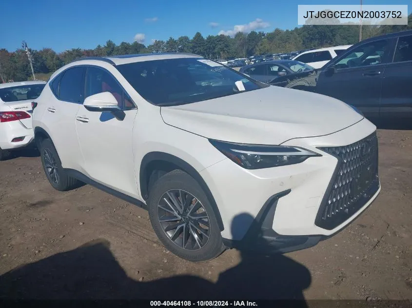 2022 Lexus Nx 350 Premium VIN: JTJGGCEZ0N2003752 Lot: 40464108