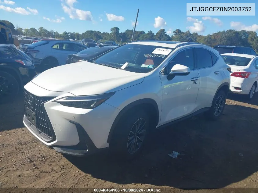 2022 Lexus Nx 350 Premium VIN: JTJGGCEZ0N2003752 Lot: 40464108