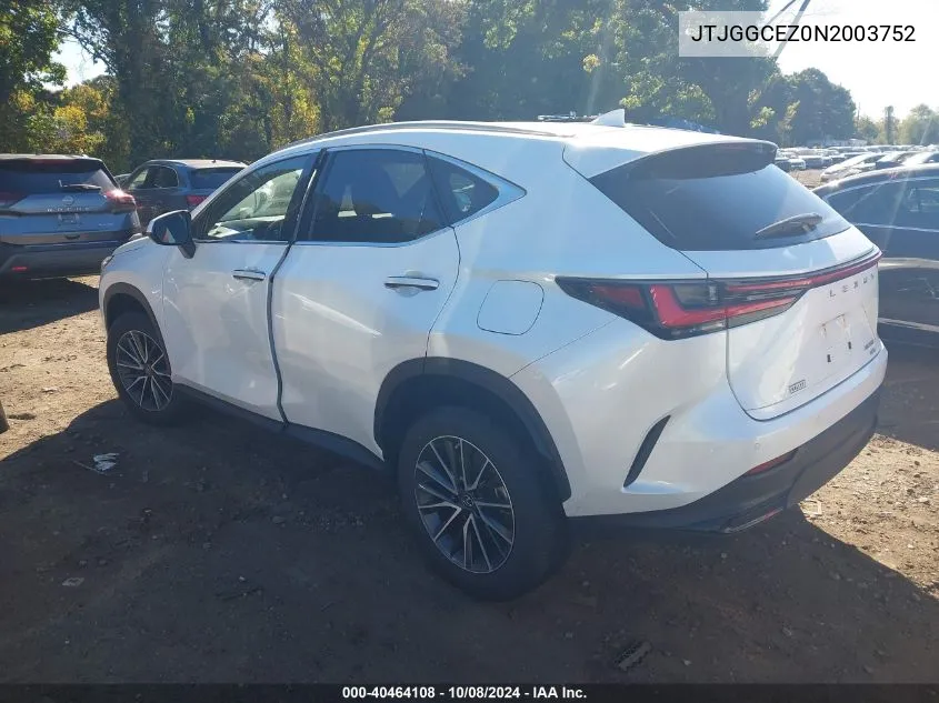 2022 Lexus Nx 350 Premium VIN: JTJGGCEZ0N2003752 Lot: 40464108