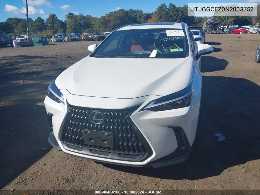 2022 Lexus Nx 350 Premium VIN: JTJGGCEZ0N2003752 Lot: 40464108