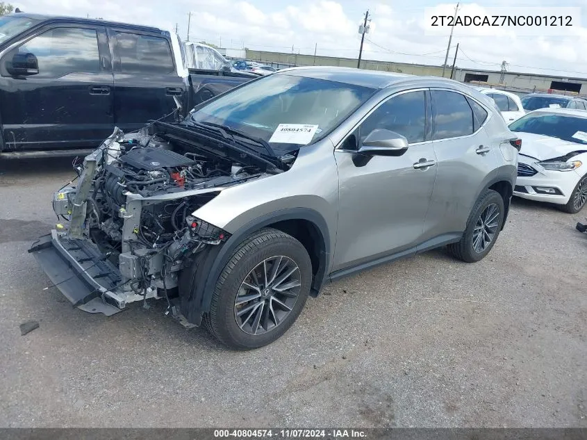 2022 Lexus Nx 250 VIN: 2T2ADCAZ7NC001212 Lot: 40804574