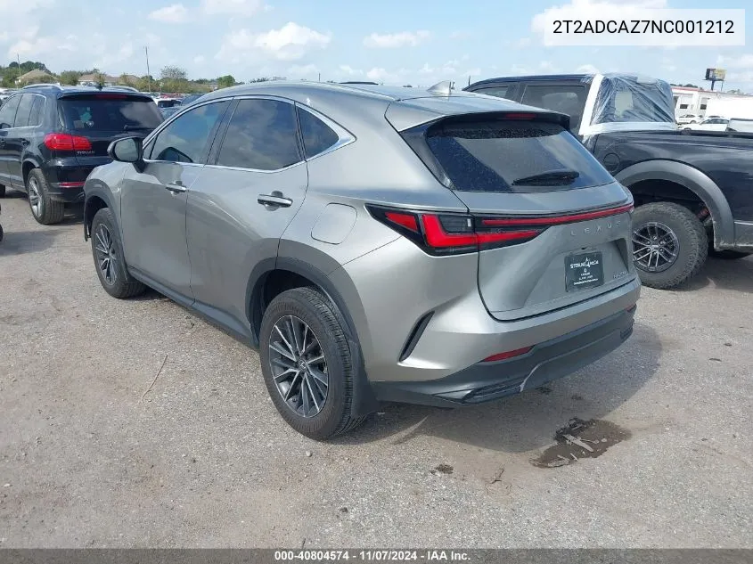 2022 Lexus Nx 250 VIN: 2T2ADCAZ7NC001212 Lot: 40804574