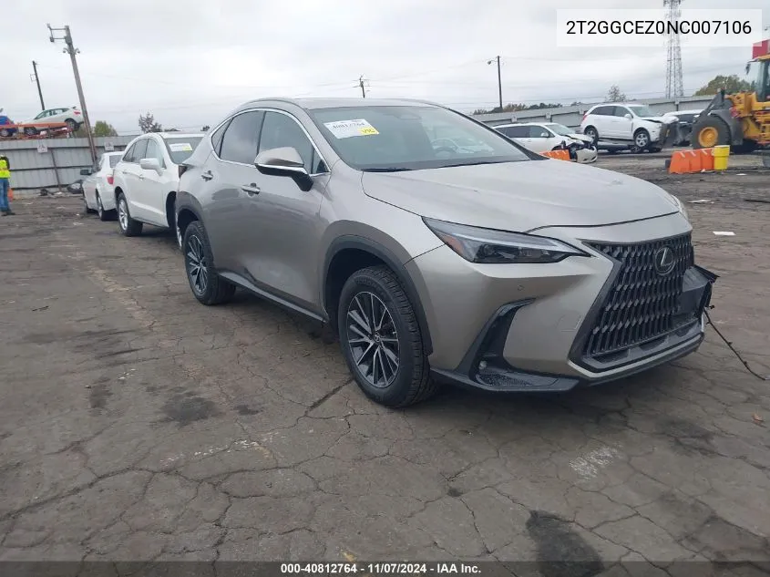 2022 Lexus Nx 350 Premium VIN: 2T2GGCEZ0NC007106 Lot: 40812764