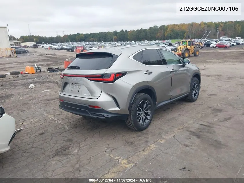 2022 Lexus Nx 350 Premium VIN: 2T2GGCEZ0NC007106 Lot: 40812764