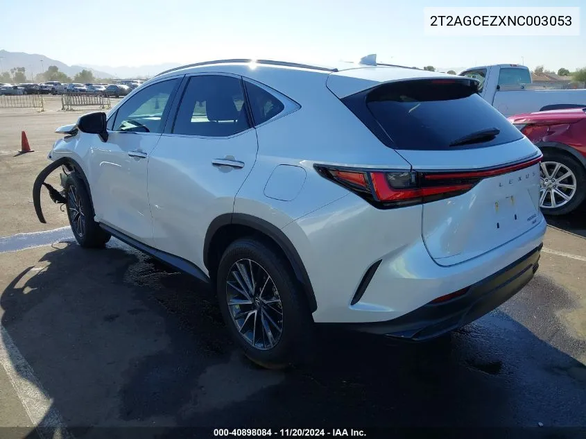 2022 Lexus Nx 350 VIN: 2T2AGCEZXNC003053 Lot: 40898084