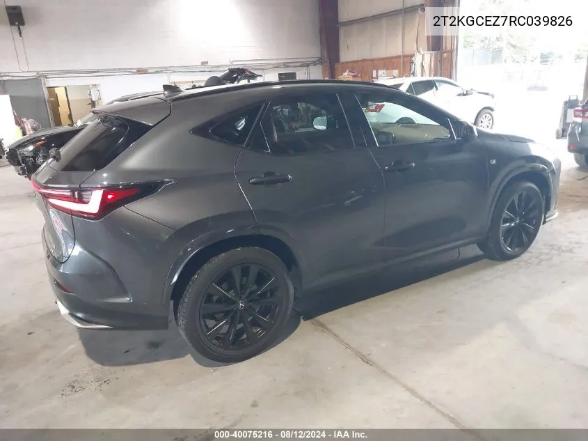 2024 Lexus Nx 350 F Sport Handling VIN: 2T2KGCEZ7RC039826 Lot: 40075216