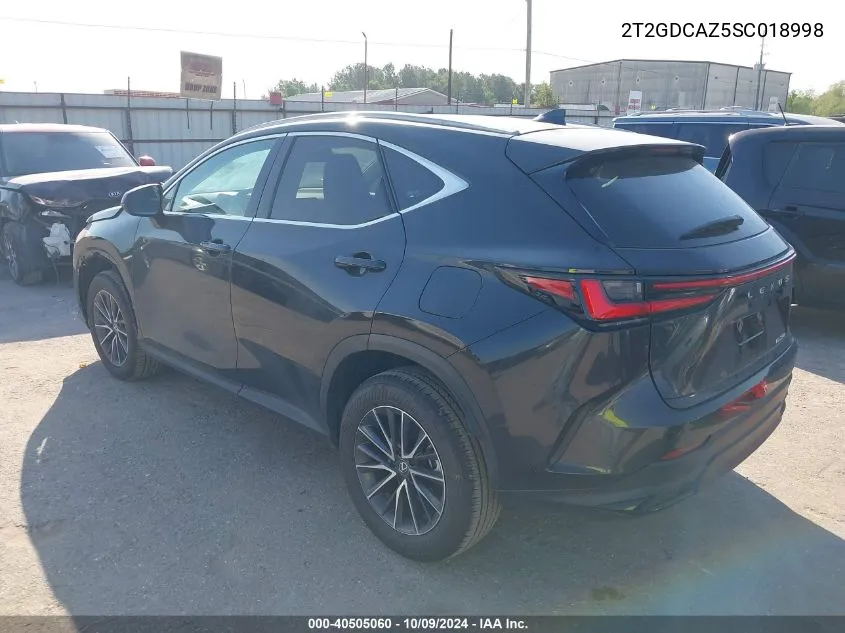 2025 Lexus Nx 250 Premium VIN: 2T2GDCAZ5SC018998 Lot: 40505060