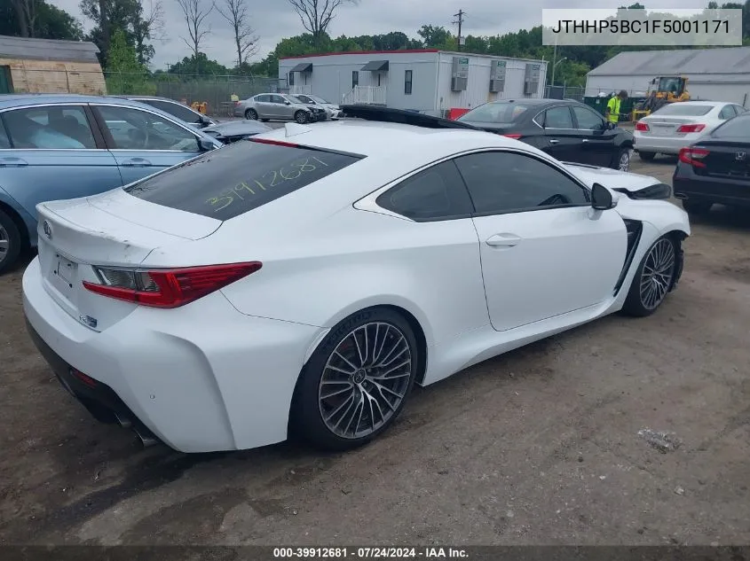 2015 Lexus Rc F VIN: JTHHP5BC1F5001171 Lot: 39912681