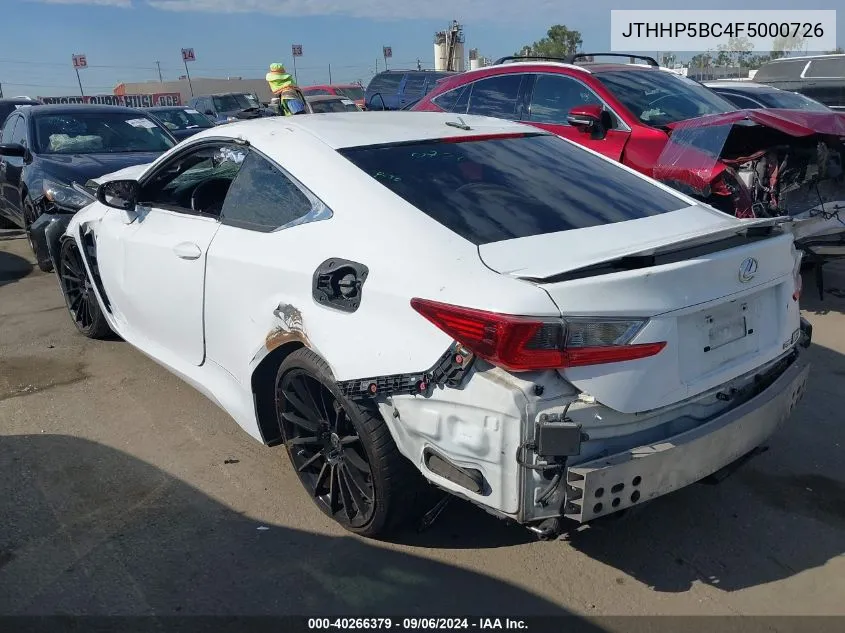 2015 Lexus Rc F VIN: JTHHP5BC4F5000726 Lot: 40266379