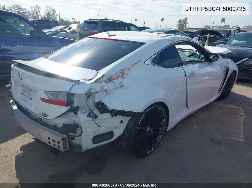 2015 Lexus Rc F VIN: JTHHP5BC4F5000726 Lot: 40266379