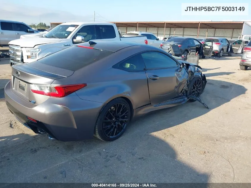 2015 Lexus Rc F VIN: JTHHP5BC7F5003149 Lot: 40414165