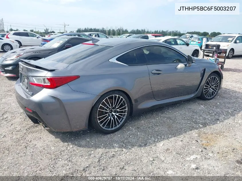 2015 Lexus Rc F VIN: JTHHP5BC6F5003207 Lot: 40629787