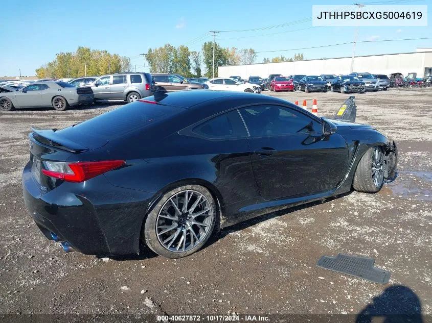 2016 Lexus Rc F VIN: JTHHP5BCXG5004619 Lot: 40627872