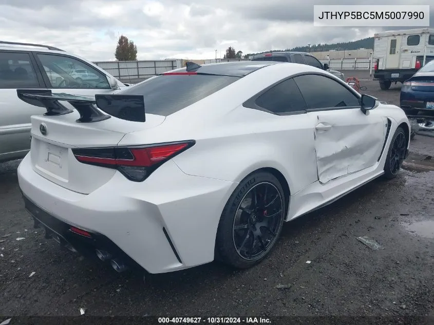 2021 Lexus Rc F Track VIN: JTHYP5BC5M5007990 Lot: 40749627