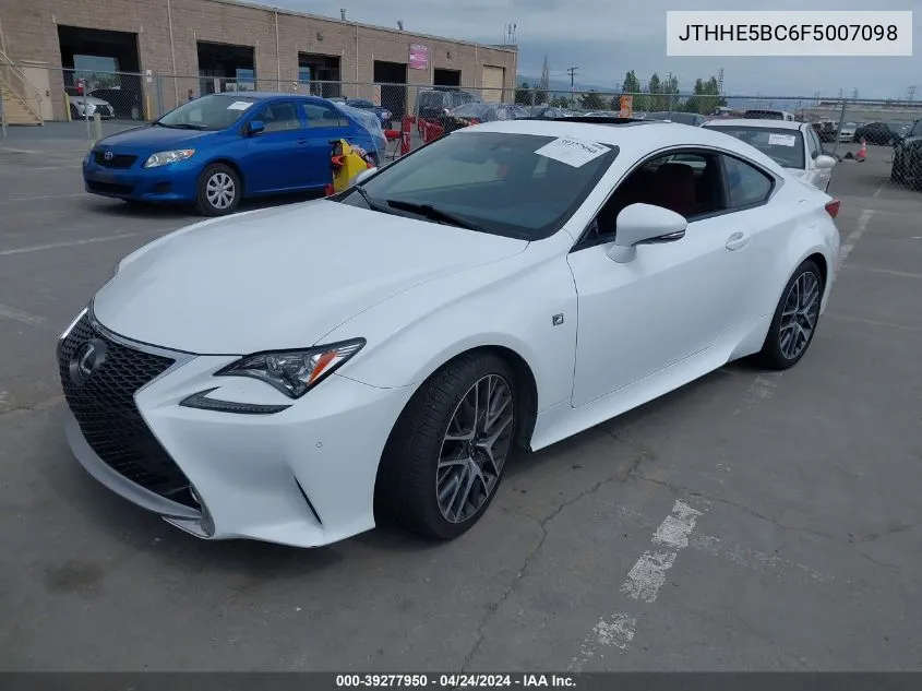 2015 Lexus Rc 350 VIN: JTHHE5BC6F5007098 Lot: 39277950