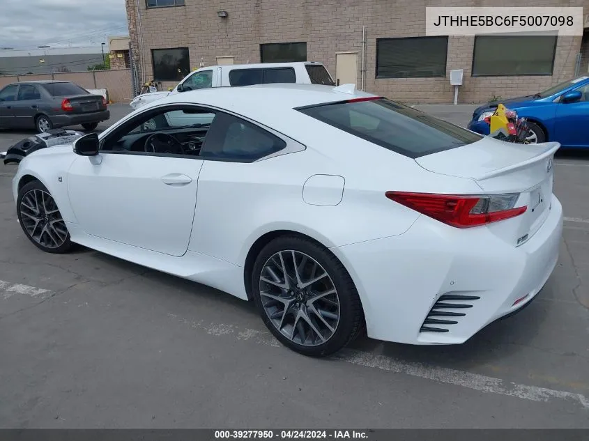 2015 Lexus Rc 350 VIN: JTHHE5BC6F5007098 Lot: 39277950