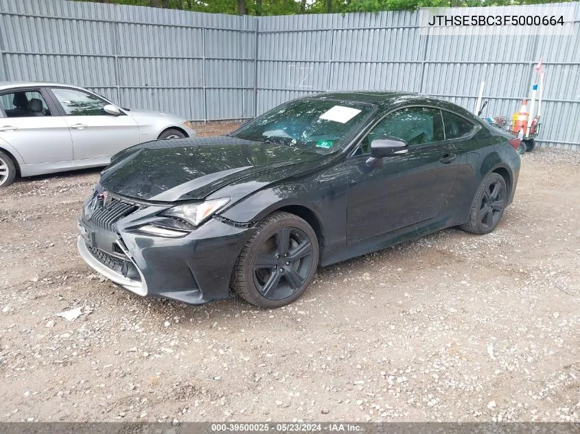 2015 Lexus Rc 350 VIN: JTHSE5BC3F5000664 Lot: 39500025