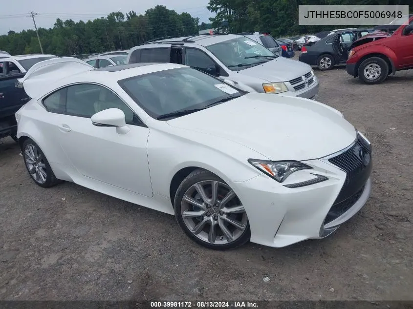 2015 Lexus Rc 350 VIN: JTHHE5BC0F5006948 Lot: 39981172