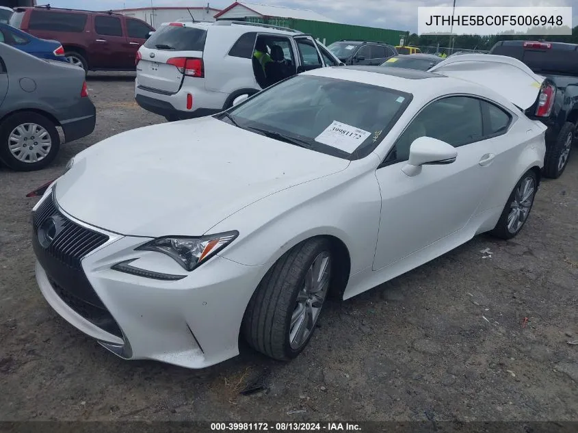 2015 Lexus Rc 350 VIN: JTHHE5BC0F5006948 Lot: 39981172