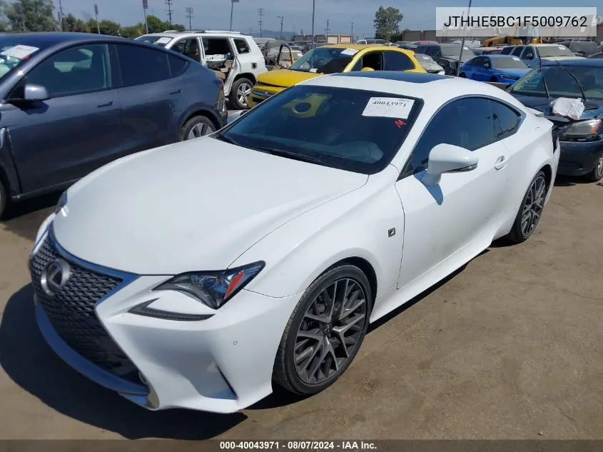 2015 Lexus Rc 350 VIN: JTHHE5BC1F5009762 Lot: 40043971