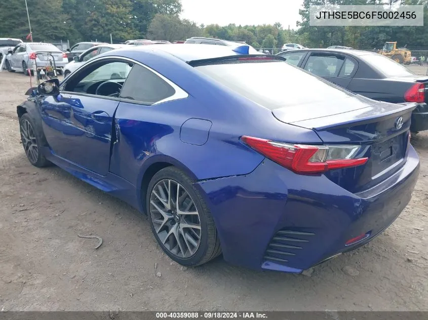 2015 Lexus Rc 350 VIN: JTHSE5BC6F5002456 Lot: 40359088