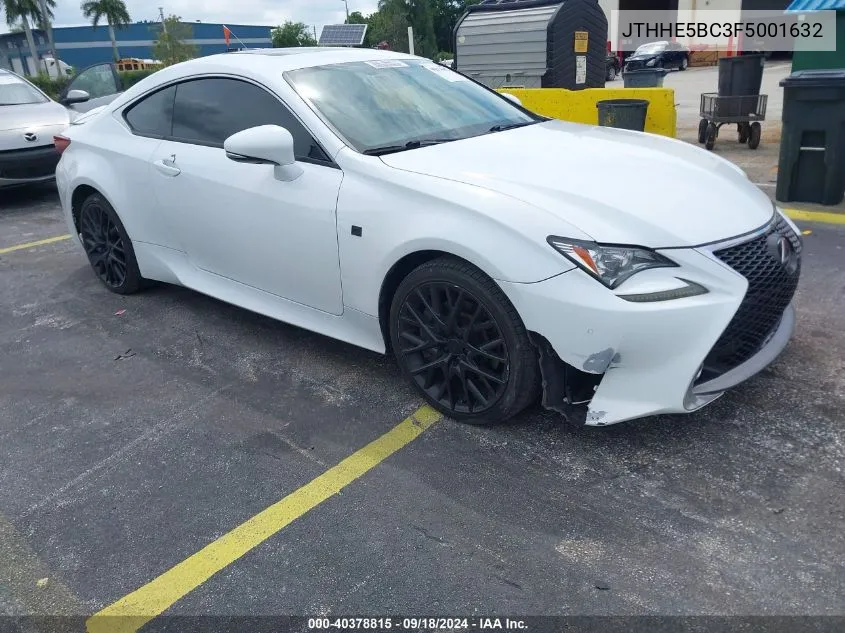 2015 Lexus Rc 350 VIN: JTHHE5BC3F5001632 Lot: 40378815