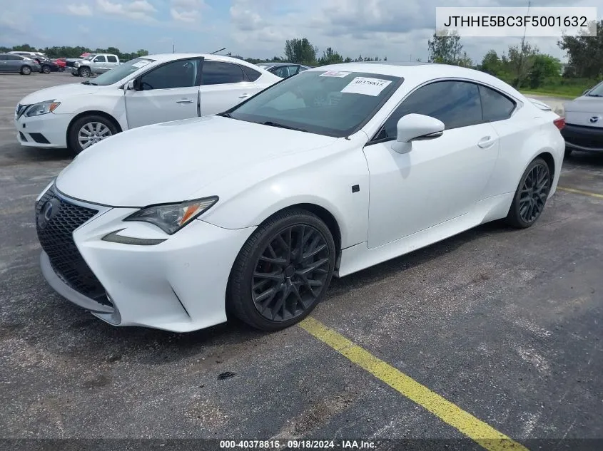 2015 Lexus Rc 350 VIN: JTHHE5BC3F5001632 Lot: 40378815