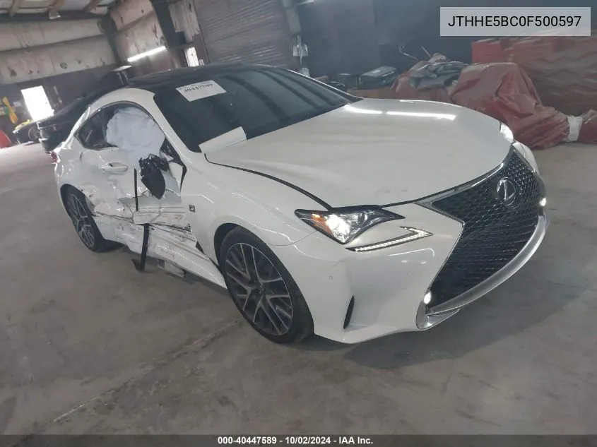 2015 Lexus Rc 350 VIN: JTHHE5BC0F500597 Lot: 40447589