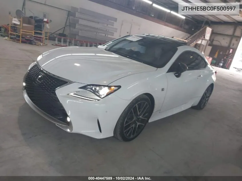 2015 Lexus Rc 350 VIN: JTHHE5BC0F500597 Lot: 40447589