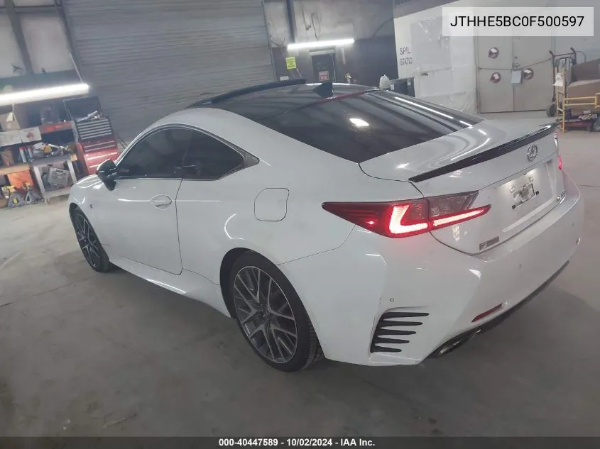 2015 Lexus Rc 350 VIN: JTHHE5BC0F500597 Lot: 40447589