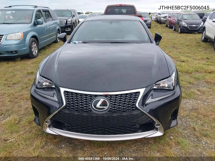 2015 Lexus Rc 350 VIN: JTHHE5BC2F5006045 Lot: 40551369