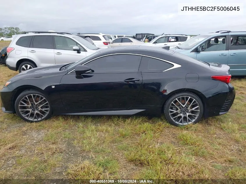 2015 Lexus Rc 350 VIN: JTHHE5BC2F5006045 Lot: 40551369