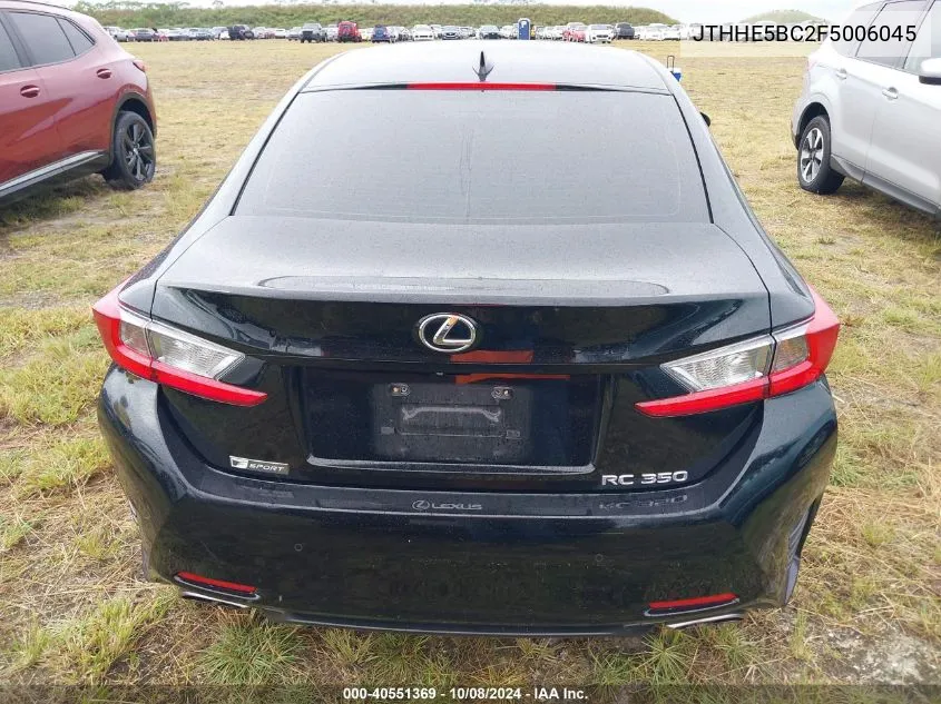 2015 Lexus Rc 350 VIN: JTHHE5BC2F5006045 Lot: 40551369