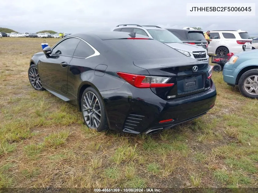 2015 Lexus Rc 350 VIN: JTHHE5BC2F5006045 Lot: 40551369