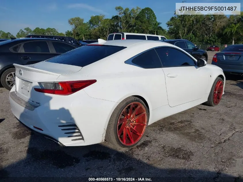 2015 Lexus Rc 350 VIN: JTHHE5BC9F5001487 Lot: 40568573