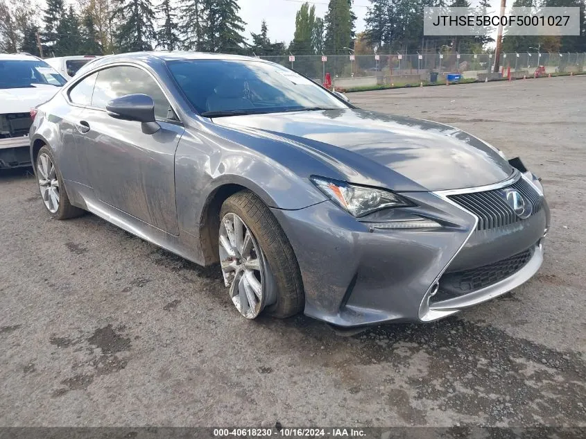 2015 Lexus Rc 350 VIN: JTHSE5BC0F5001027 Lot: 40618230