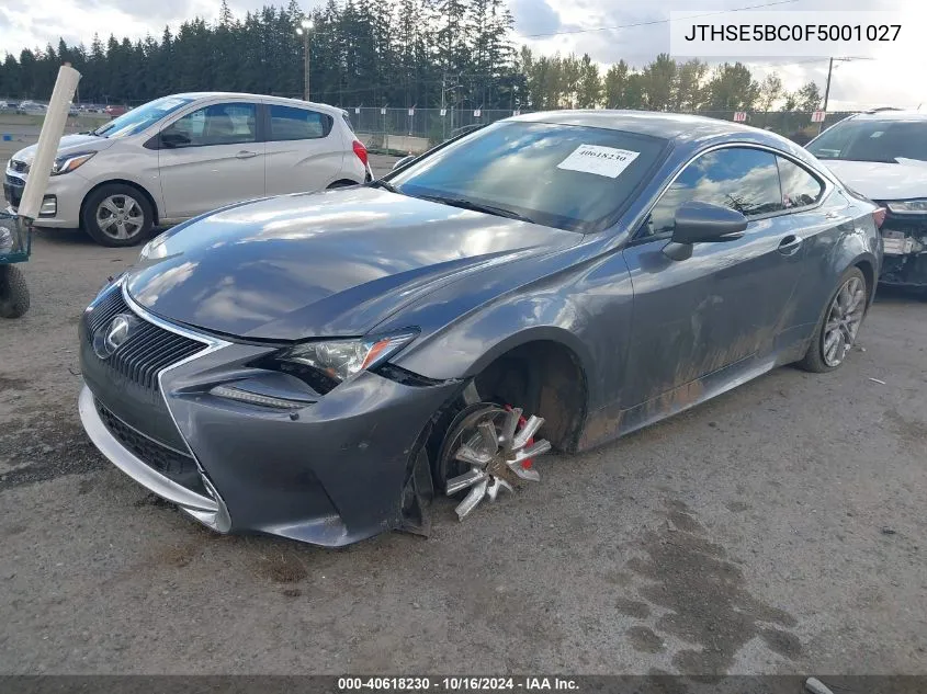 2015 Lexus Rc 350 VIN: JTHSE5BC0F5001027 Lot: 40618230