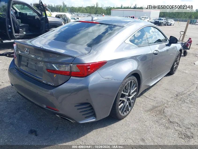 2015 Lexus Rc 350 VIN: JTHHE5BC0F5002348 Lot: 40650441