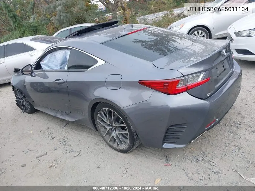 2015 Lexus Rc VIN: JTHHE5BC6F5011104 Lot: 40712396