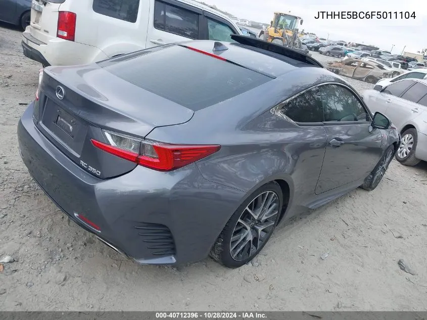 2015 Lexus Rc VIN: JTHHE5BC6F5011104 Lot: 40712396