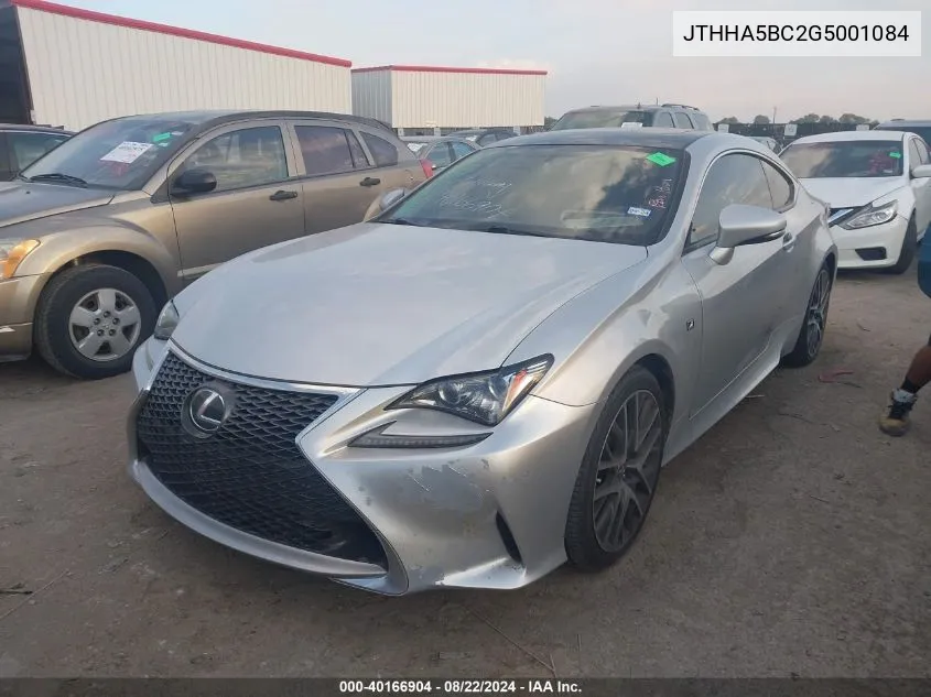 2016 Lexus Rc 200T VIN: JTHHA5BC2G5001084 Lot: 40166904