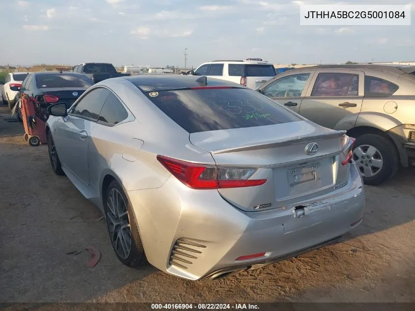 2016 Lexus Rc 200T VIN: JTHHA5BC2G5001084 Lot: 40166904